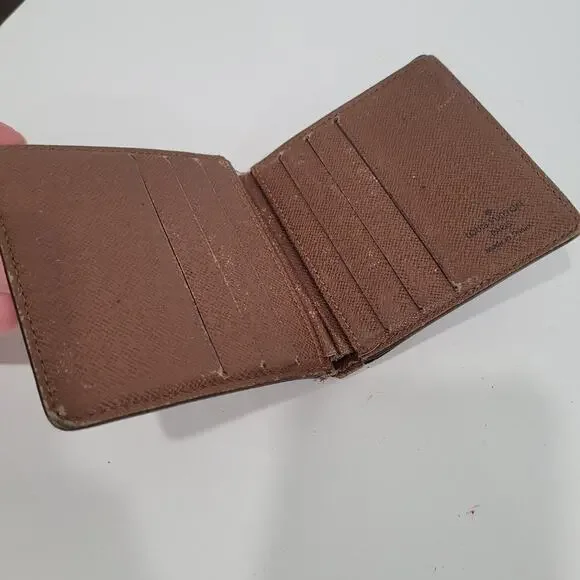 Vintage Louis Vuitton Men's LV Brown Bi-Fold Leather Wallet Monogram Card Bill - Picture 3 of 13